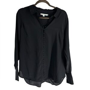 Biden black silk button front blouse is 10. Excellent condition